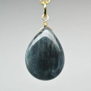 [SALE] large grain Moss aquamarine pendant top charm {C} natural stone k14gf