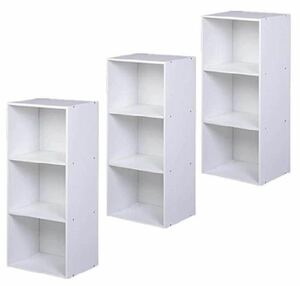 カラーボックス 収納ボックス 3段 3個セット (ホワイト)　白　３段ボックス