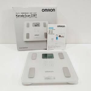 ●美品 動作品 オムロン HBF-228T 体重体組成計 OMRON ホワイト Bluetooth対応 デジタル体重計 カラダスキャン Karada Scan M1387