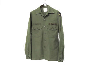 14369 美品 OG-507 U.S NAVY 米軍 ユーティリティ シャツ アーミー ミリタリーシャツ ジャケット 実物 size 14.5×34 カーキグリーン USA製