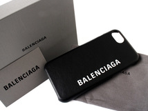 N13334 新品同様 極美品 BALENCIAGA バレンシアガ iPhone 7/8 アイフォンケース スマホカバー ブラック 黒 スマホケース 箱付き 保管袋付_画像1