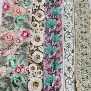 【セール!おまとめ対象外】インド刺繍リボン1M×5本P