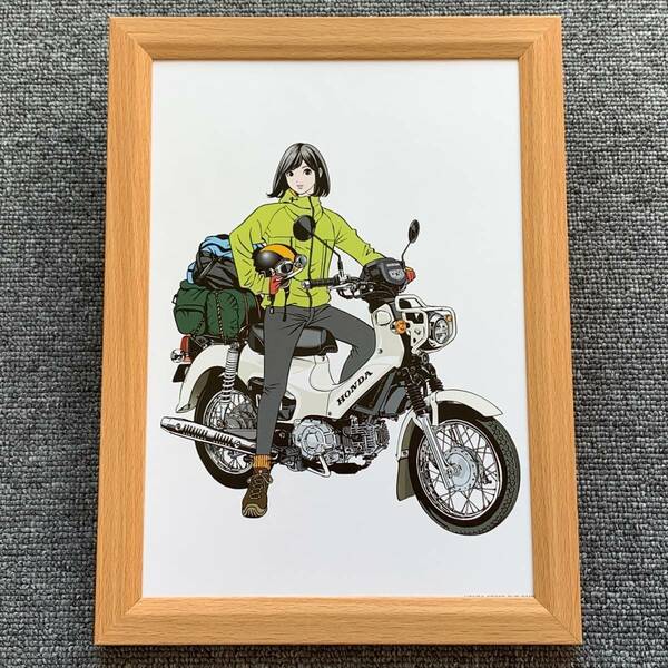 ■江口寿史『HONDA CROSS CUB N』B5サイズ 額入り 貴重イラスト 印刷物 ポスター風デザイン 額装品 アートフレーム インテリア 美女