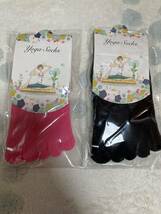 YOGA　SOCKS　ヨガ ソックス　5本指　靴下　黒　ピンク　2足セット_画像1