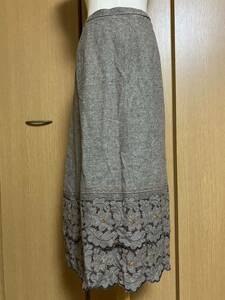 ◇日本製 LESURAL レジュラル 花刺繍 ツイードスカート◇