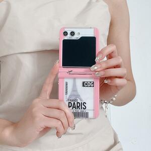 Galaxy Z Flip5 ケース 可愛い パリ 韓国 カバー ピンク