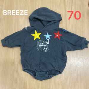 ミッキー ロンパース breeze 星　ベビー　ベビー服　70 パーカー　長袖ロンパース 男の子　カバーオール　ディズニー