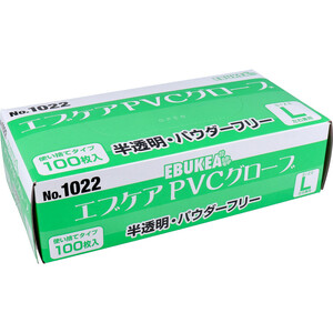 まとめ得 業務用No.1022 エブケアPVCグローブ 半透明 パウダーフリー 使捨手袋 L 100枚 x [6個] /k