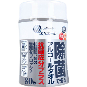 まとめ得 エリエール 除菌できるアルコールタオル 抗菌成分プラス 本体 80枚入 x [10個] /k