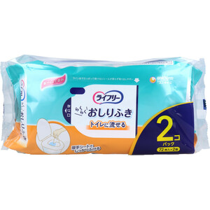 まとめ得 ライフリー らくらくおしりふき トイレに流せる 72枚入×2個パック x [2個] /k