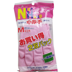 まとめ得 ナイスハンド ソフティ 中厚手 Ｍサイズ ピンク ２双パック x [8個] /k