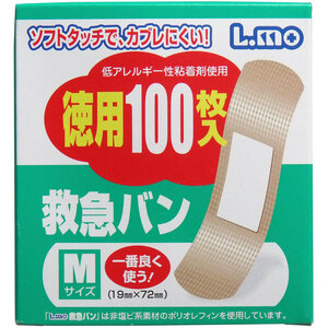 まとめ得 ソフトタッチで、カブレにくい！　救急バン　Ｍサイズ　１００枚入 x [30個] /k