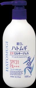 まとめ得 麗白　ハトムギ　ＵＶミルキージェル　250ｍｌ 　 熊野油脂 　 ＵＶ・日焼け止め x [3個] /h