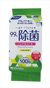 まとめ得 ＬＤ－１０７リファインノンアルコール詰替１００枚 　 ライフ堂 　 ウェットティッシュ x [8個] /h