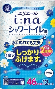 まとめ得 エリエールｉ：ｎａ（イーナ）トイレットティシューシャワー用２倍巻１２Ｒ（ダブル） x [3個] /h