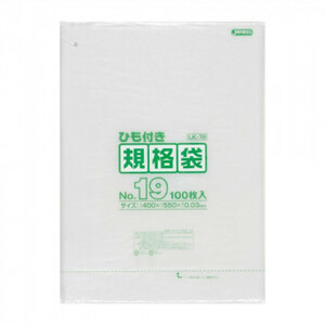 ジャパックス LD規格袋 厚み0.030mm No.19 ひも付き 透明 100枚×5冊×3箱 LK19 /a