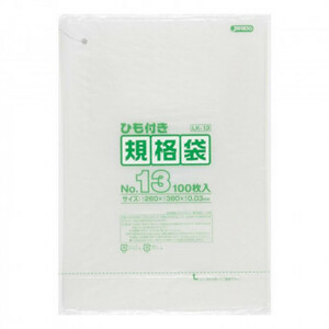 ジャパックス LD規格袋 厚み0.030mm No.13 ひも付き 透明 100枚×10冊×3箱 LK13 /a