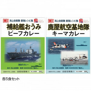 ご当地カレー 長崎 海自補給艦おうみビーフカレー＆鹿児島 海自鹿屋航空基地隊キーマカレー 各5食セット /a