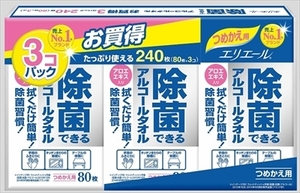 まとめ得 エリエール除菌できるアルコールタオルつめかえ用８０枚×３Ｐ 　 大王製紙 　 ウェットティッシュ x [3個] /h