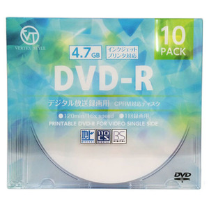 まとめ得 VERTEX DVD-R(Video with CPRM) 1回録画用 120分 1-16倍速 10P インクジェットプリンタ対応(ホワイト) DR-120DVX.10CA x [3個] /l