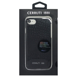 iPhone 8/7用 CERRUTI クロコプリントスプリットレザーハードケース CEHCP7MCBK （ブラック）×1個