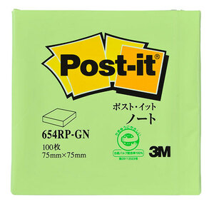 まとめ得 3M Post-it ポストイット 再生紙 ノート グリーン 3M-654RP-GN x [4個] /l