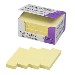 3M Post-it ポストイット エコノパック強粘着付箋 パステルカラー Y 3M-5001SS-RPY /l