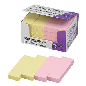 まとめ得 3M Post-it ポストイット エコノパック強粘着付箋 パステルカラー Y/P 3M-5001SS-RPYP x [2個] /l