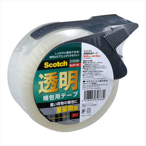 まとめ得 3M Scotch スコッチ 透明梱包用テープ 重量物梱包用カッター付 3M-315DSN x [3個] /l