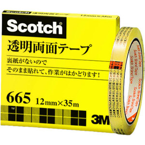 3M Scotch スコッチ 透明両面テープ 12mm×35m 3M-665-3-12 /l