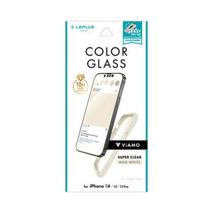 LEPLUS NEXT iPhone 14/13/13 Pro ガラスフィルム ViAMO COLOR GLASS 全画面保護 ソフトフレーム ミルクホワイト LN-IM22FGVMWH /l