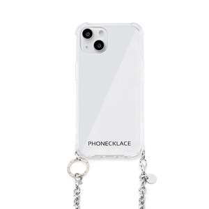 まとめ得 PHONECKLACE チェーンショルダーストラップ付きクリアケース for iPhone 13 mini シルバー PN21584i13MNSV x [2個] /l