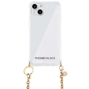 PHONECKLACE チェーンショルダーストラップ付きクリアケース for iPhone 13 ゴールド PN21590i13GD /l