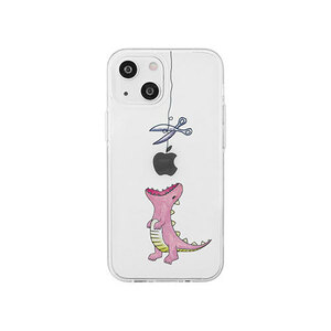 AKAN ソフトクリアケース for iPhone 14 はらぺこザウルス ピンク 背面カバー型 AK23498i14 /l