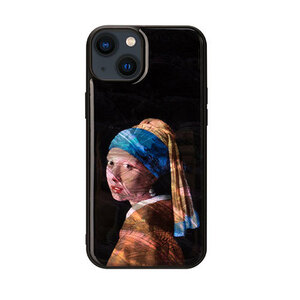 ikins 天然貝ケース for iPhone 14 Plus 真珠の耳飾りの少女 背面カバー型 I23602i14M /l
