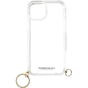 PHONECKLACE フォンネックレス ストラップ用リング付きクリアケース　for iPhone 15　ゴールドチャーム PN25565i15 /l