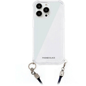 PHONECKLACE フォンネックレス ロープショルダーストラップ付きクリアケース for iPhone 15 Pro　ネイビー PN25579i15PR /l