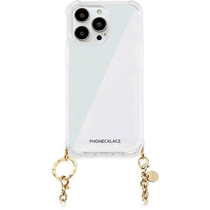 PHONECKLACE フォンネックレス チェーンショルダーストラップ付きクリアケース for iPhone 15 Pro　ゴールド PN25575i15PR /l