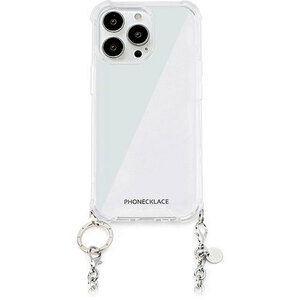 PHONECKLACE フォンネックレス チェーンショルダーストラップ付きクリアケース for iPhone 15 Pro　シルバー PN25574i15PR /l