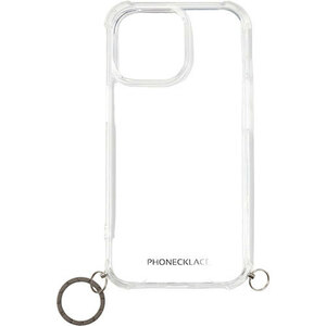 PHONECKLACE フォンネックレス ストラップ用リング付きクリアケース　for iPhone 15 Pro　ガンブラックチャーム PN25582i15PR /l