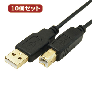 変換名人 10個セット 極細USBケーブルAオス-Bオス 1m USB2A-B/CA100X10 /l