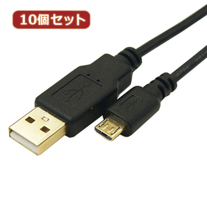 変換名人 10個セット 極細USBケーブルAオス-microオス 3m USB2A-MC/CA300X10 /l