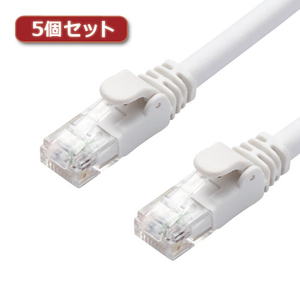 5個セットエレコム LANケーブル/CAT6A/スタンダード/5m/ホワイト LD-GPA/WH5X5 /l