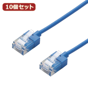 10個セットエレコム LANケーブル/CAT6A/スーパースリム/0.5m/ブルー LD-GPASS/BU05X10 /l