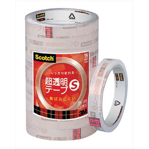 【10巻入×5セット】 3M Scotch スコッチ 超透明テープS 工業用包装 10巻入 15mm 3M-BK-15NX5 /l