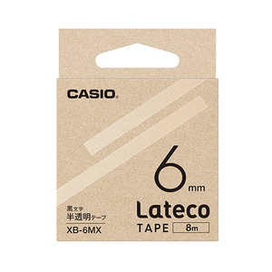 【5個セット】 カシオ計算機 Lateco 詰め替え用テープ 6mm 半透明テープ 黒文字 XB-6MXX5 /l