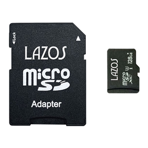 【20個セット】 Lazos microSDXCメモリーカード 128GB UHS-I U3 CLASS10 紙パッケージ L-B128MSD10-U3X20 /l