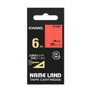 【5個セット】 カシオ計算機 ネームランドテープ6mm 赤 XR-6RDX5 /l