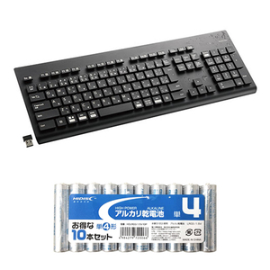 エレコム 洗える 抗菌 無線キーボード + アルカリ乾電池 単4形10本パックセット TK-WS02DMKBK+HDLR03/1.5V10P /l