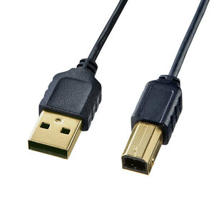 【5個セット】 サンワサプライ 極細USBケーブル (USB2.0 A-Bタイプ) 2，5m ブラック KU20-SL25BKKX5 /l